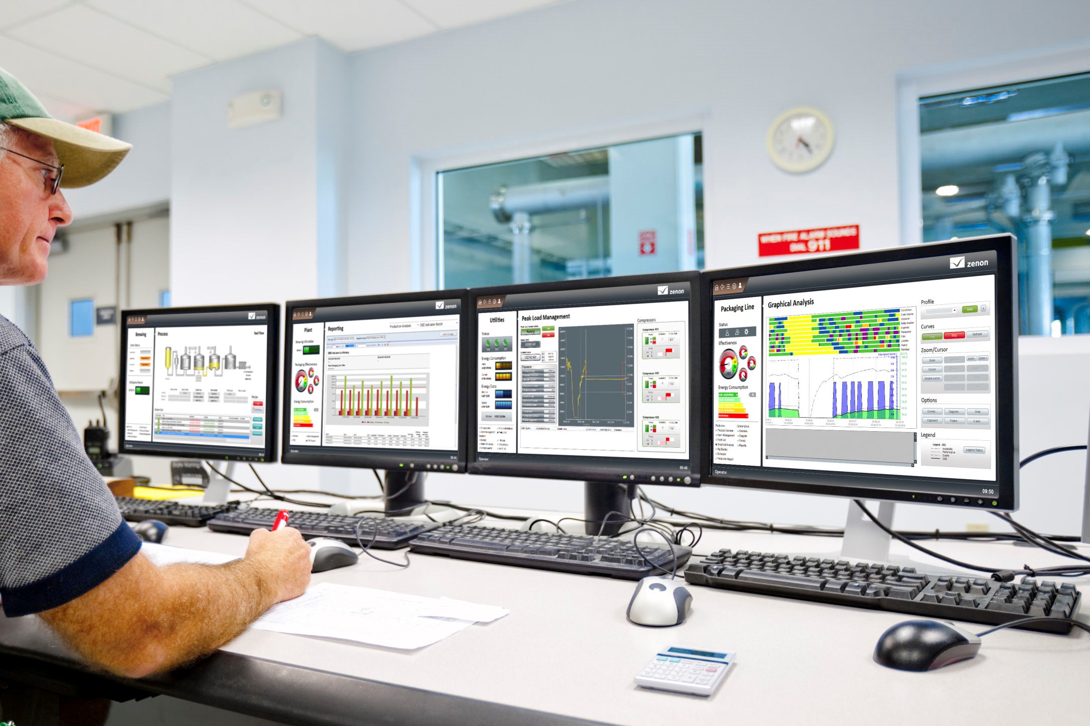 Employé travaillant sur le logiciel Zenon Scada